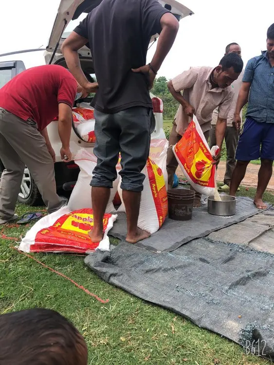 Relief materials being distributed